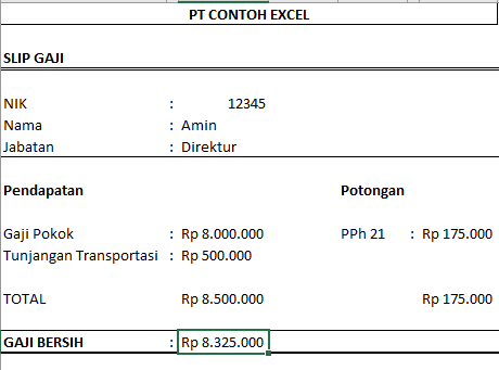 Contoh Slip Gaji Excel