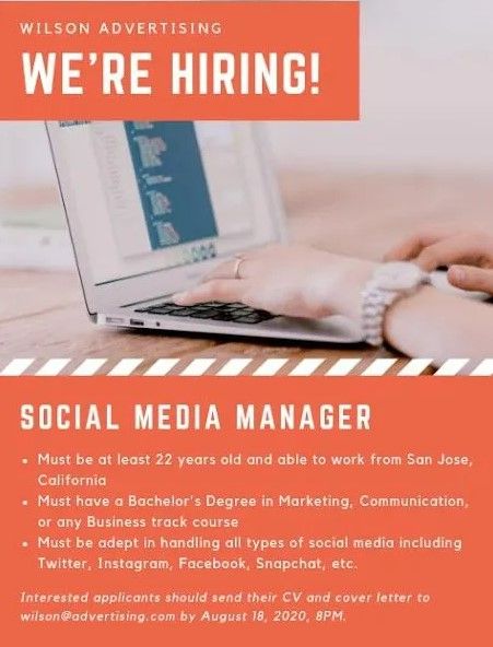 Iklan Lowongan Bahasa Inggris Social Media Manager