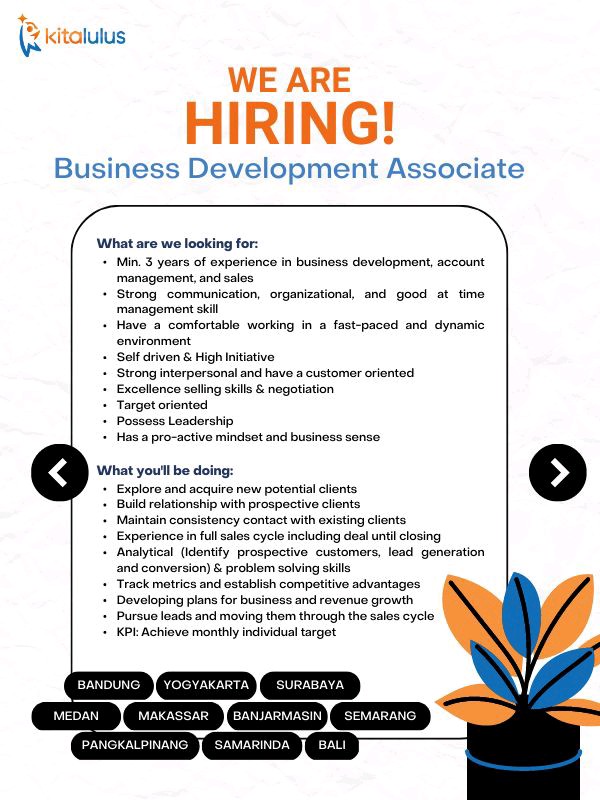 Iklan Lowongan Business Development Associate