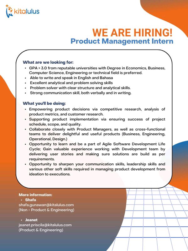 Contoh Iklan Loker Product Management Intern